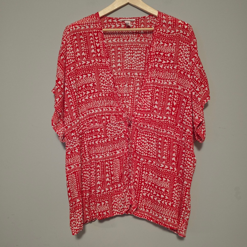Victoria's Secret Heart Print Kimono Robe Red White One Size O/S